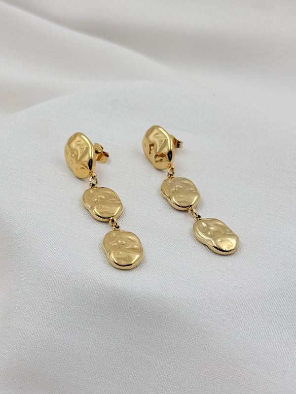 Alora Hammered Dangling Earrings - Demifine 18KT Gold Plated