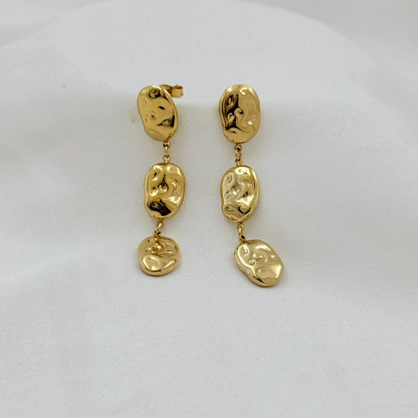 Alora Hammered Dangling Earrings - Demifine 18KT Gold Plated