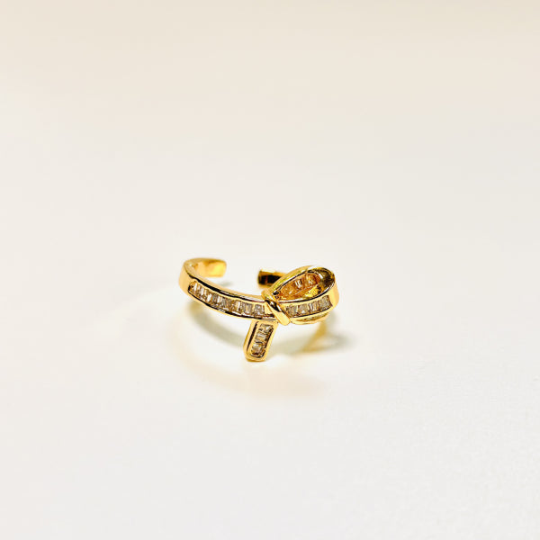 Zirconia Regal Bow Ring - Demifine 18KT Gold Plated