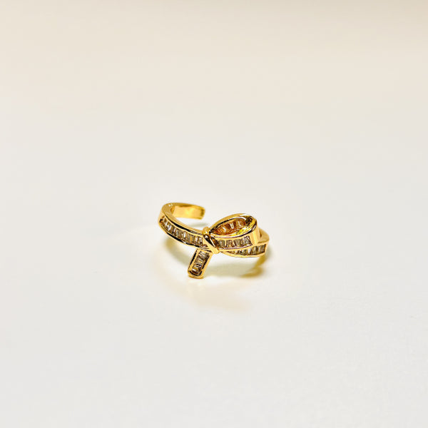 Zirconia Regal Bow Ring - Demifine 18KT Gold Plated
