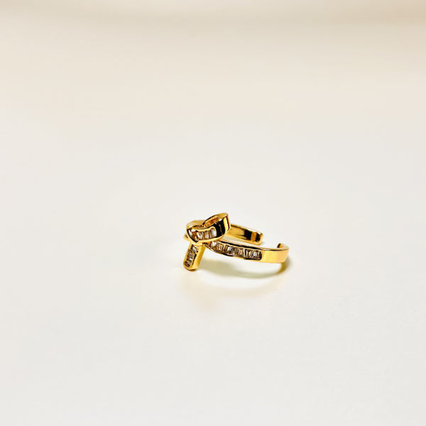 Zirconia Regal Bow Ring - Demifine 18KT Gold Plated