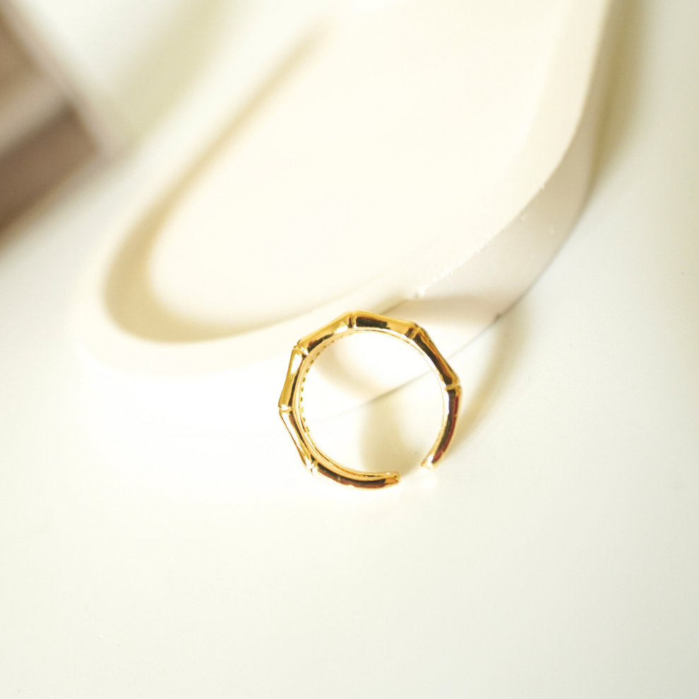 Bamboo Reverie Emerald Statement Ring - Demifine 18kt Gold Plated