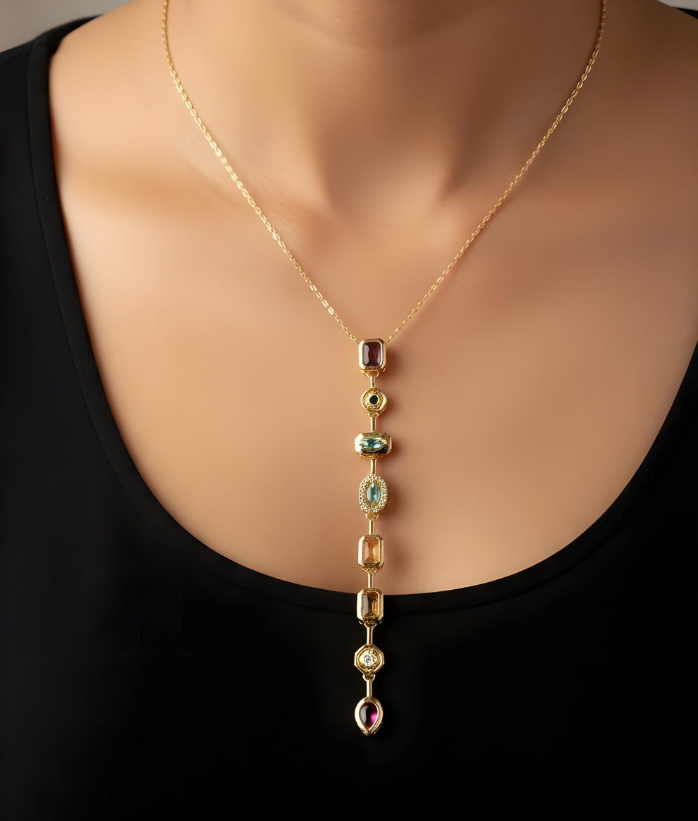 The Prism Drop Linear Pendant - 18Kt Gold Plated