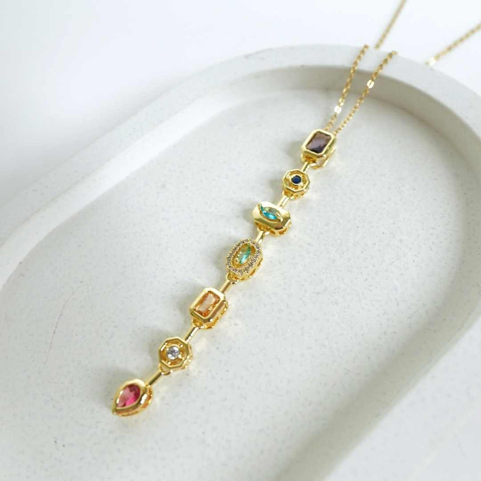 The Prism Drop Linear Pendant - 18Kt Gold Plated