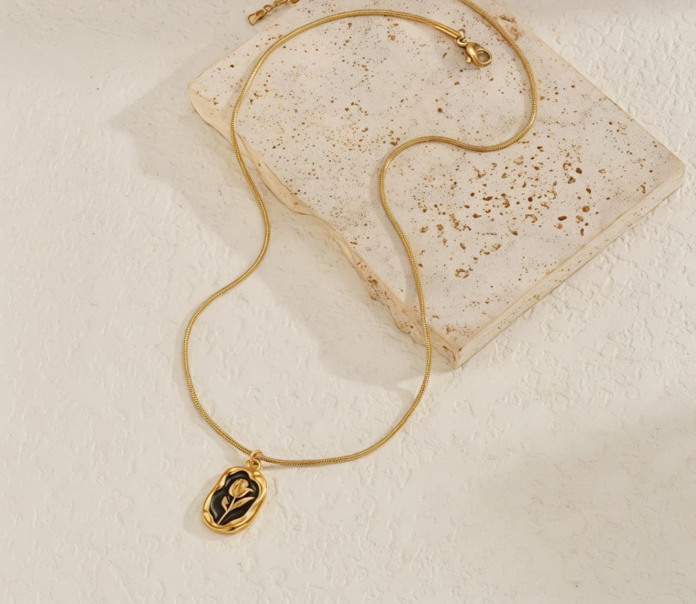 Rose Art Pendant- 18KT Gold Plated