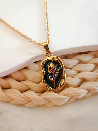 Rose Art Pendant- 18KT Gold Plated