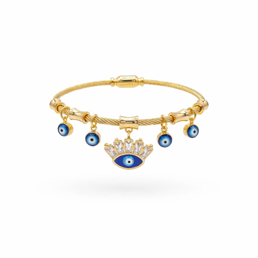 Evil Eye Protection Cuff Bracelet - Demifine 18KT Gold Plated