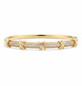 Crossover Diamond Studded Cuff Bracelet - Demifine 18KT Gold Plated