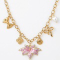 Enamel Orchid & Keepsakes Pendant -18KT Gold Plated