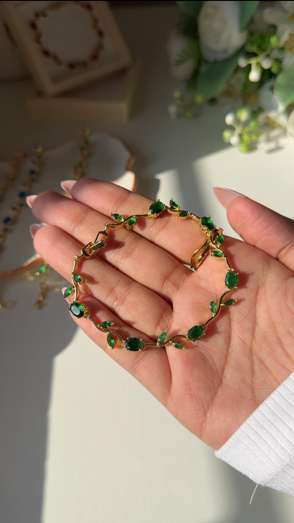 Emerald Tulip Bracelet -18KT Gold Plated