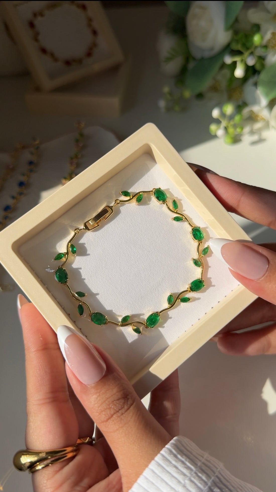 Emerald Tulip Bracelet -18KT Gold Plated