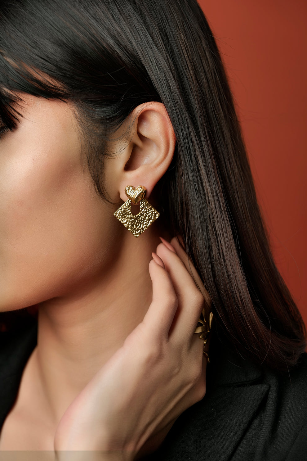 Piece of My Heart Stud Earrings -18KT Gold Plated