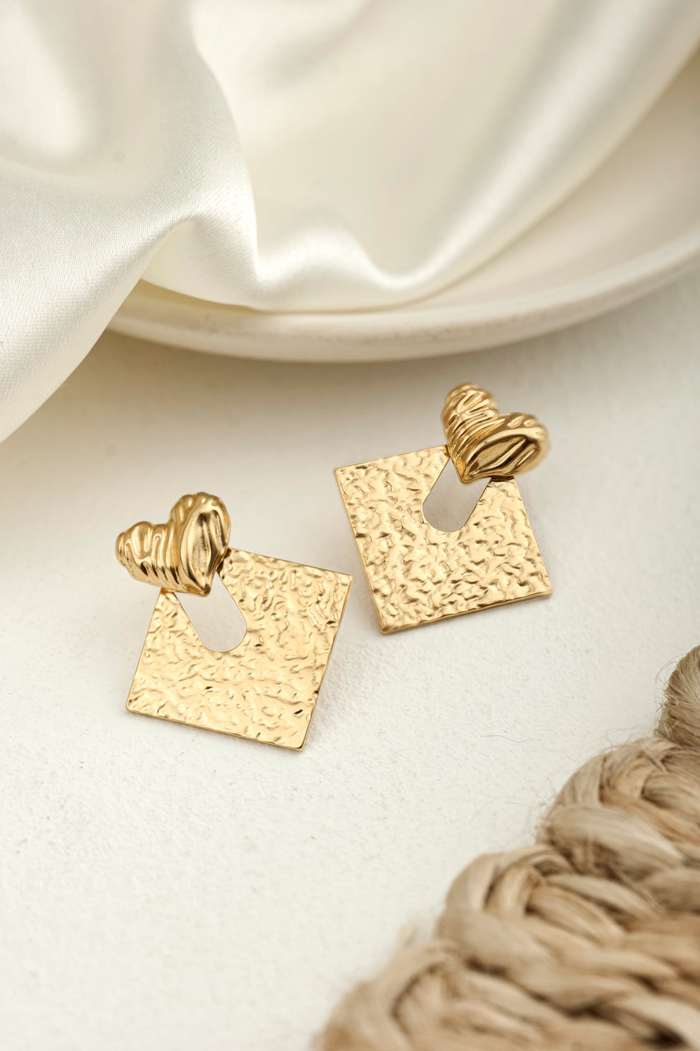 Piece of My Heart Stud Earrings -18KT Gold Plated