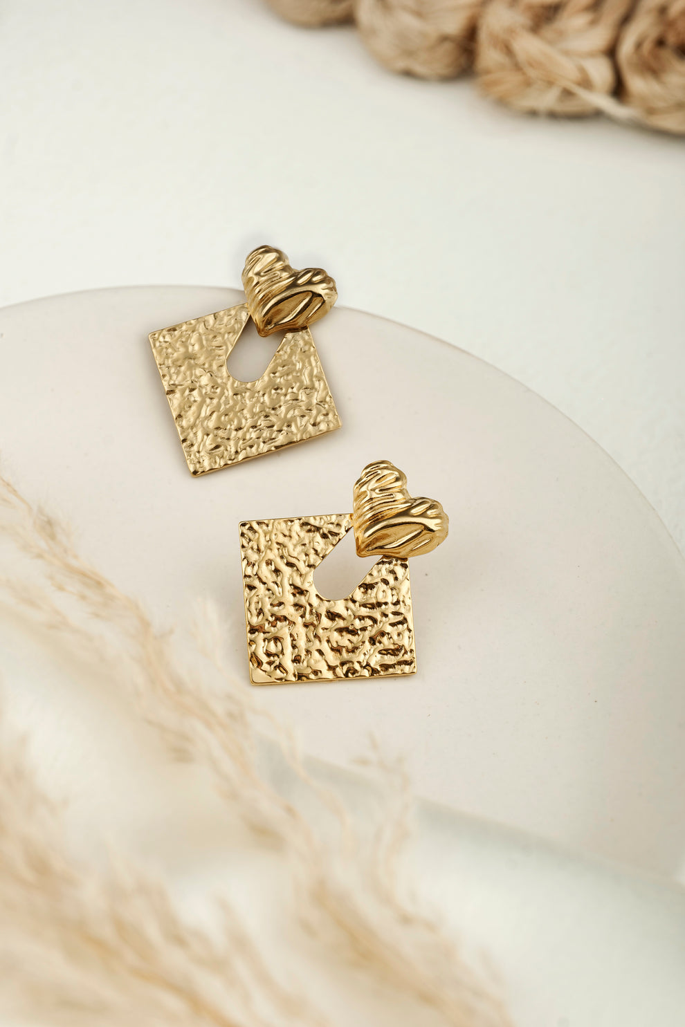 Piece of My Heart Stud Earrings -18KT Gold Plated