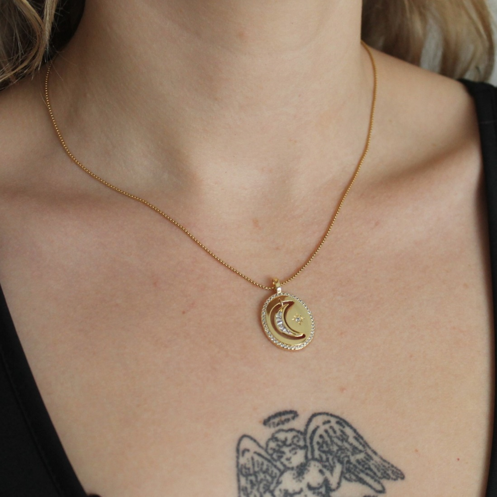Crecent Moon Pendant - Demifine 18KT Gold Plated
