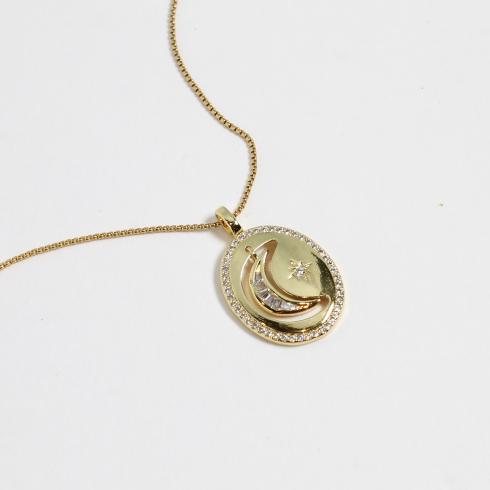 Crecent Moon Pendant - Demifine 18KT Gold Plated