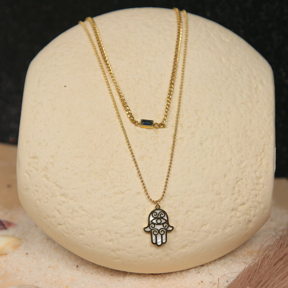Hamsa Sheild Pendant - 18KT Gold Plated