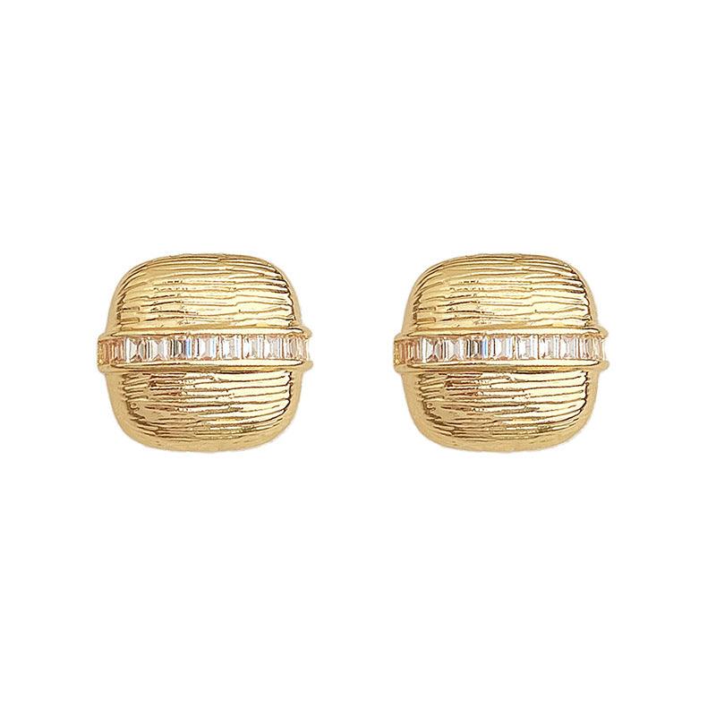 Aurelia Square CZ Studded Stud Earrings -18KT Gold Plated