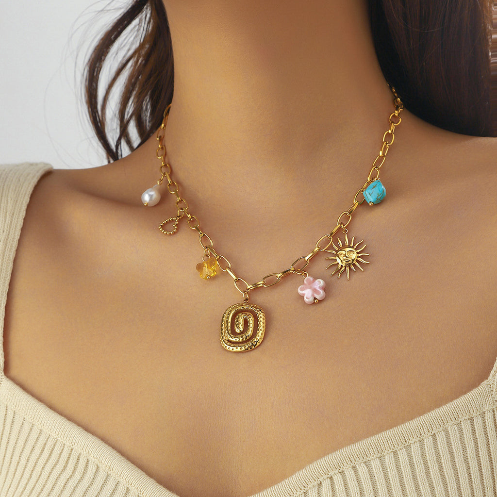 In a Maze Multicharm Pendant - 18KT Gold Plated