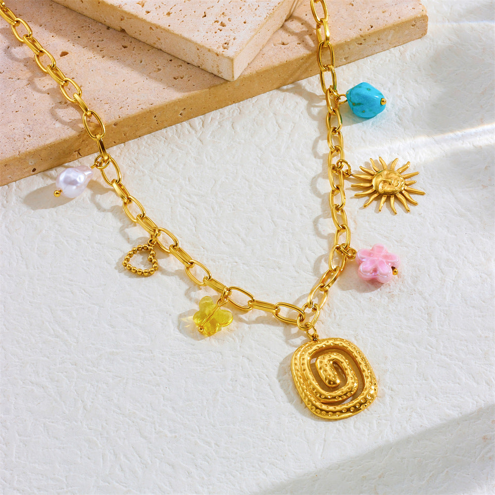 In a Maze Multicharm Pendant - 18KT Gold Plated