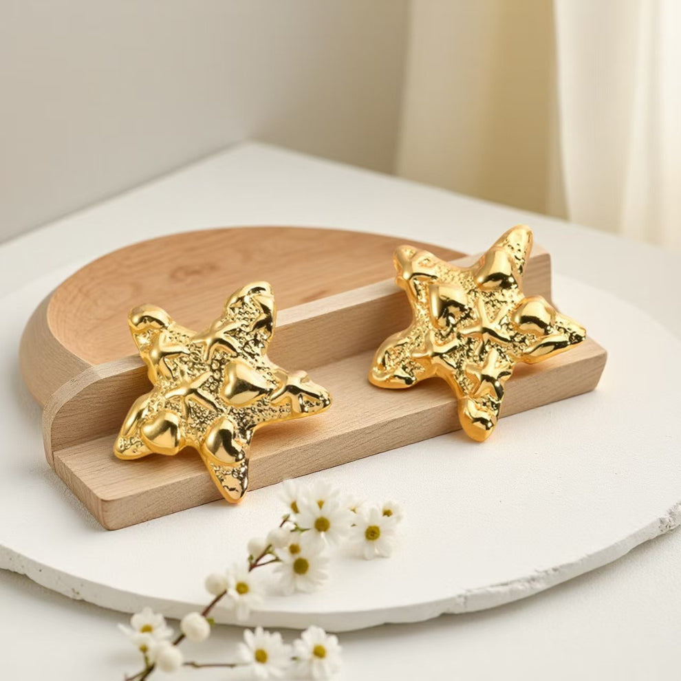 Showstopper Star Stud Earrings -18KT Gold Plated