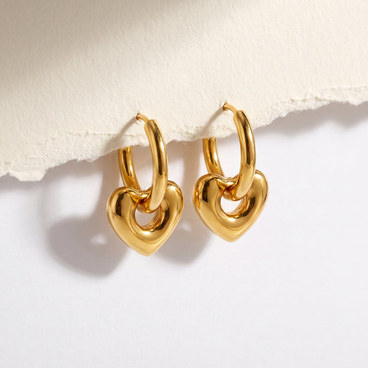 Heart Huggie Earrings -18KT Gold Plated