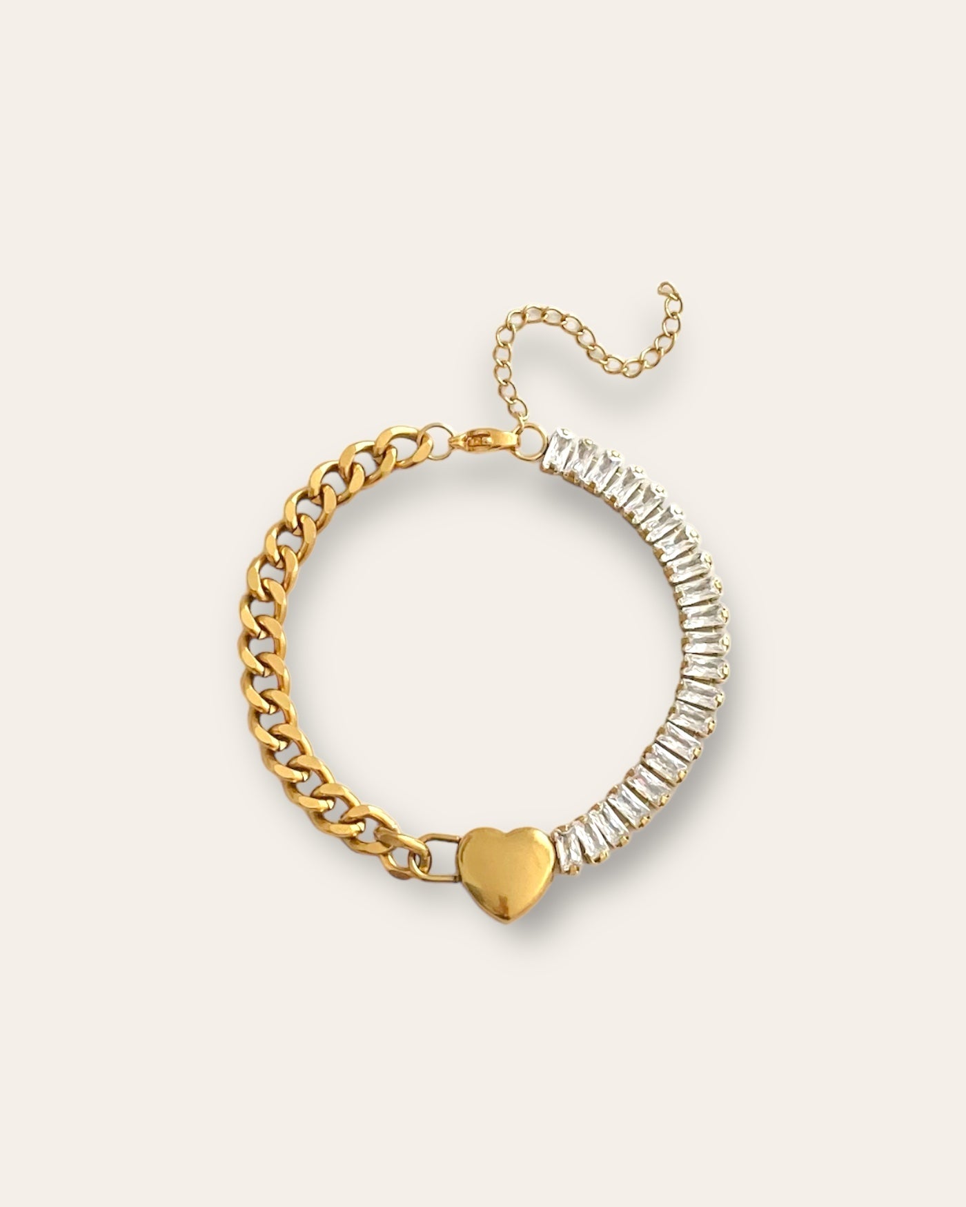 Tennis Heart Bracelet - 18KT Gold Plated