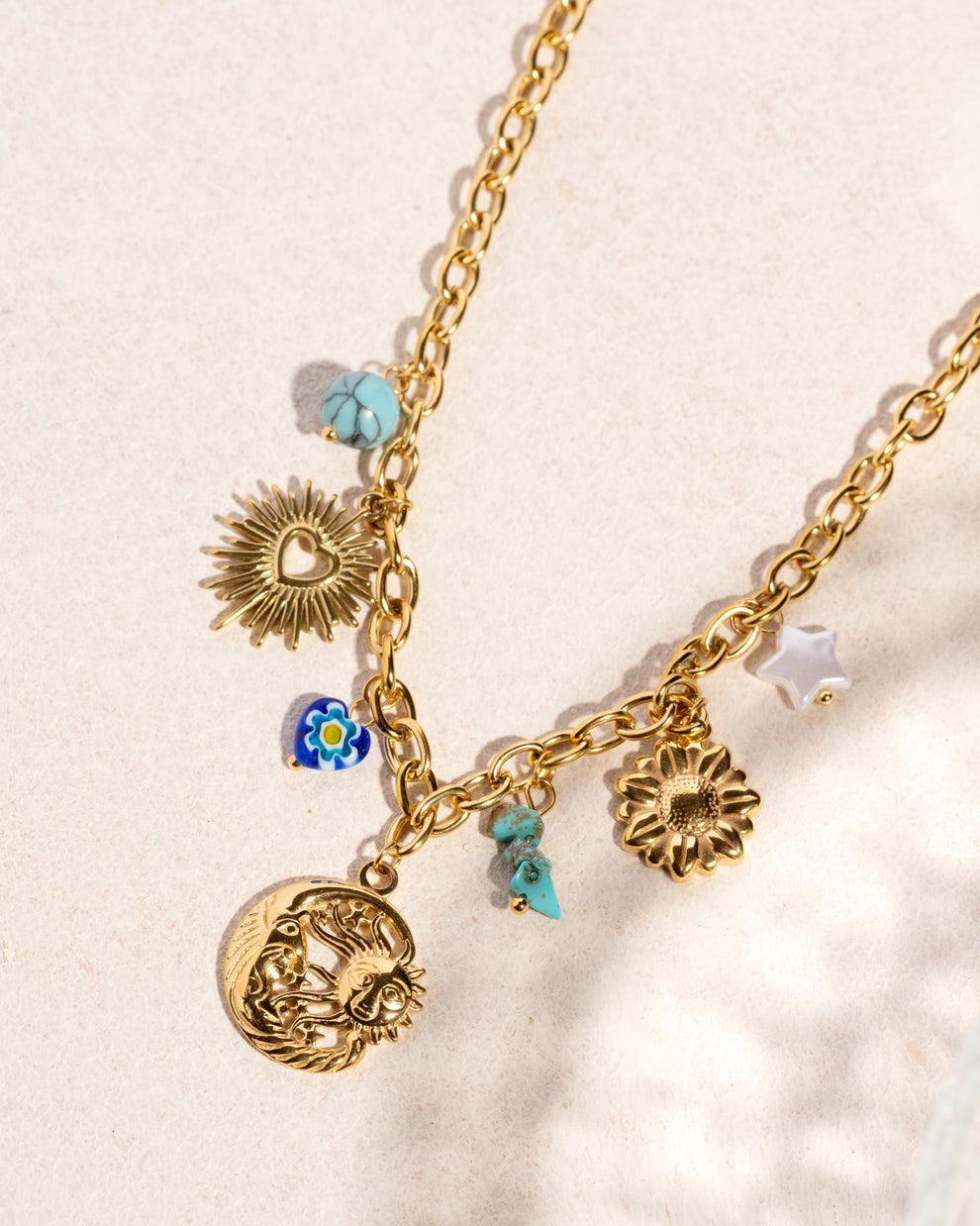 Sun n Moon Child Pendant - 18KT Gold Plated