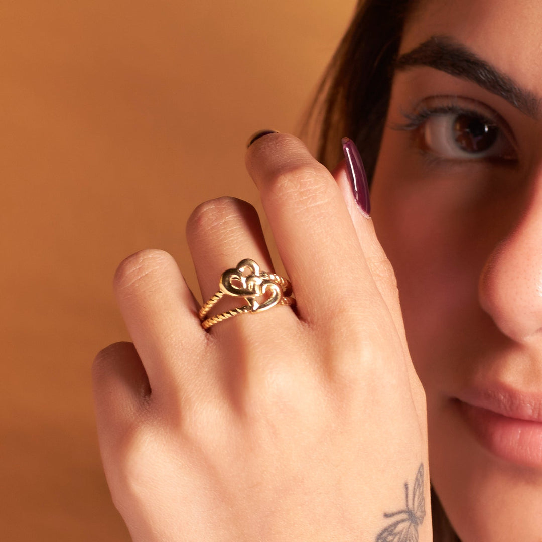 Heart to Heart Connection Ring - 18KT Gold Plated