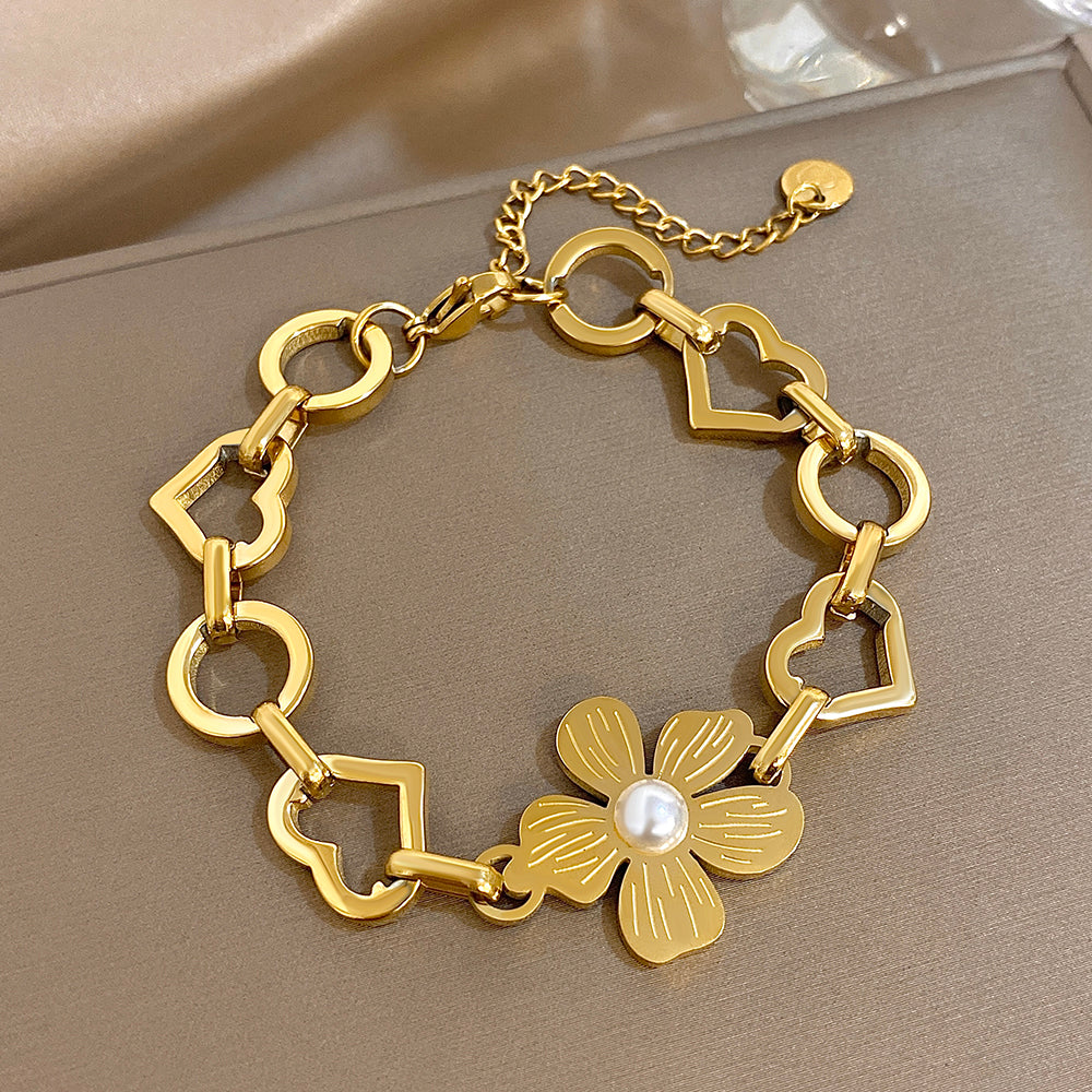 Forever in Bloom Love Link Chain Bracelet - Demifine 18KT Gold Plated