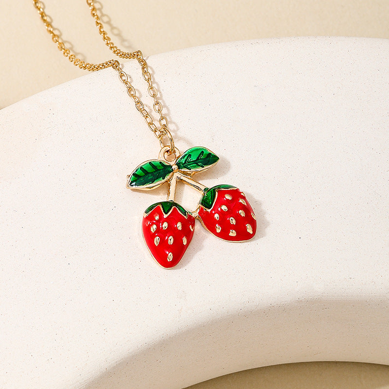 I Love Strawberries Pendant -18KT Gold Plated