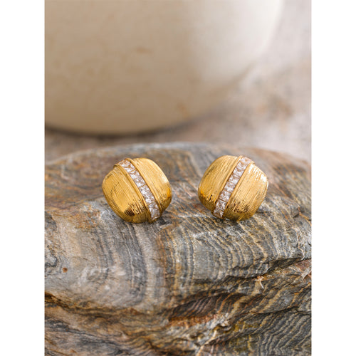 Aurelia Square CZ Studded Stud Earrings -18KT Gold Plated