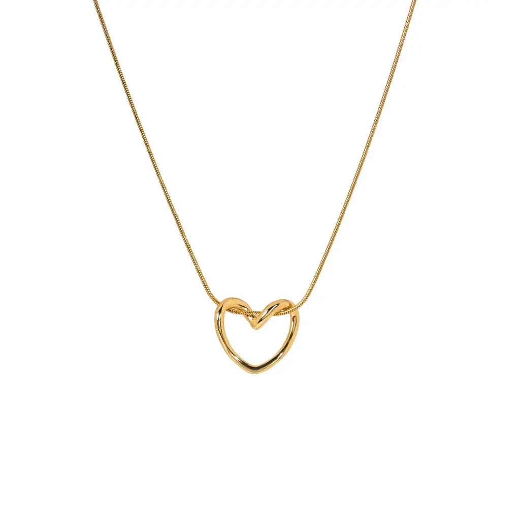 Hollow Heart Pendant Chain - Demifine 18KT Gold Plated