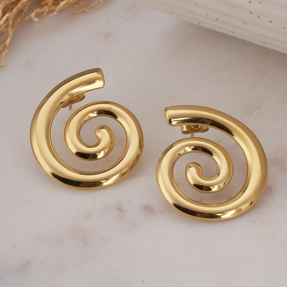 Jalebi Baby Spiral Statement Earring - Demifine 18KT Gold Plated