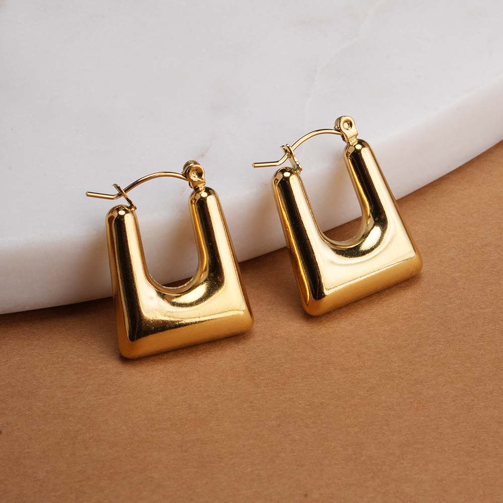 Emma Square Hoop Earring - Demifine 18KT Gold Plated