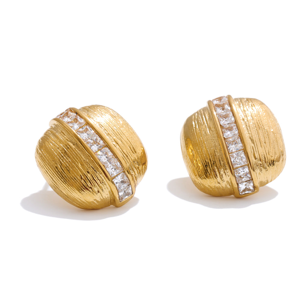 Aurelia Square CZ Studded Stud Earrings -18KT Gold Plated