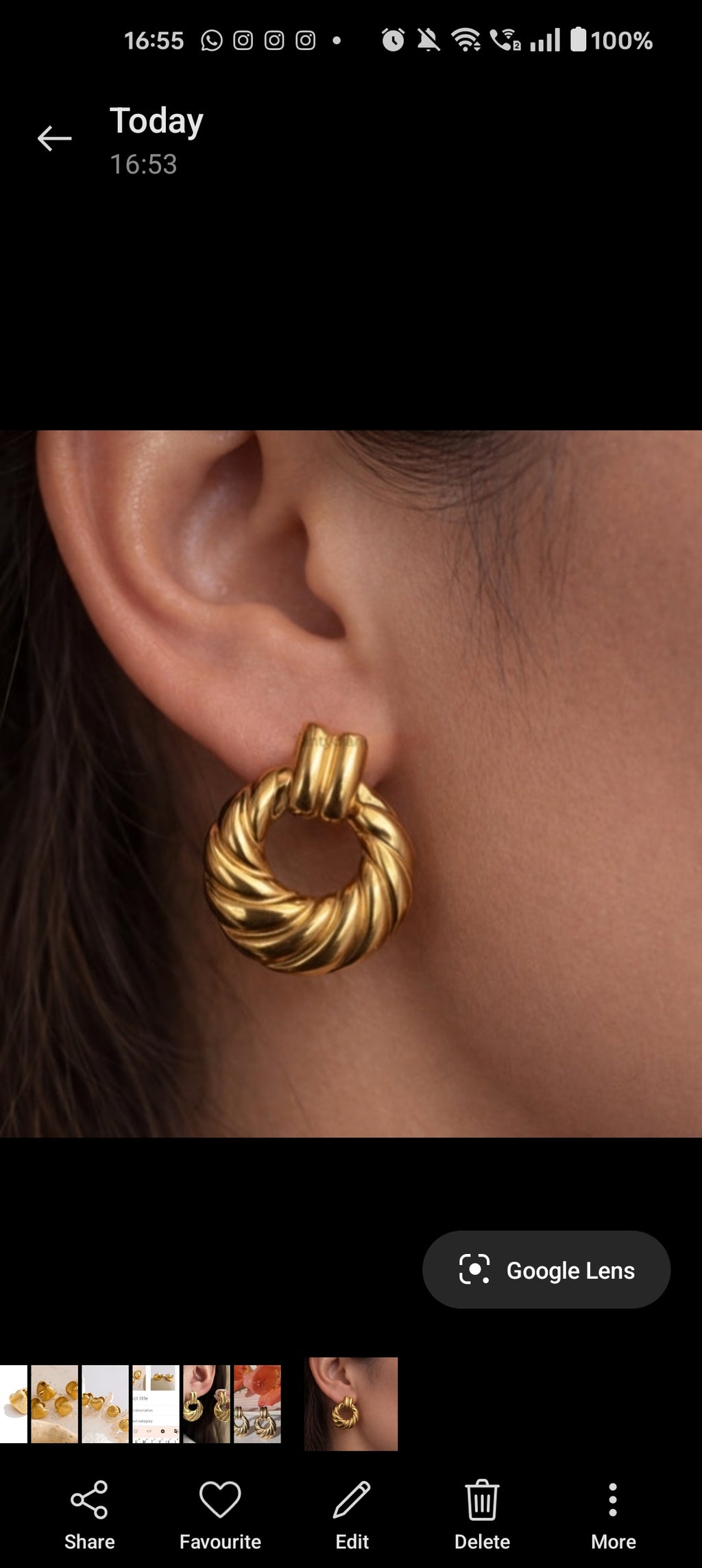 Aurelia Croissant Drop Stud Earrings -  18 KT Gold Plated
