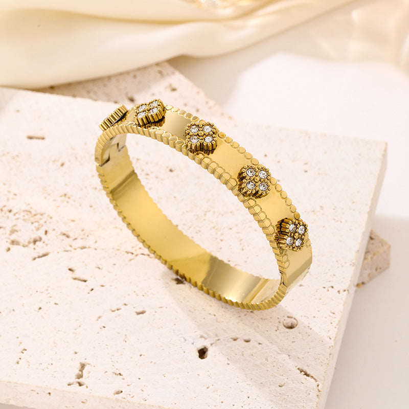 Clover Reverie Cuff Bracelet - Demifine 18KT Gold Plated