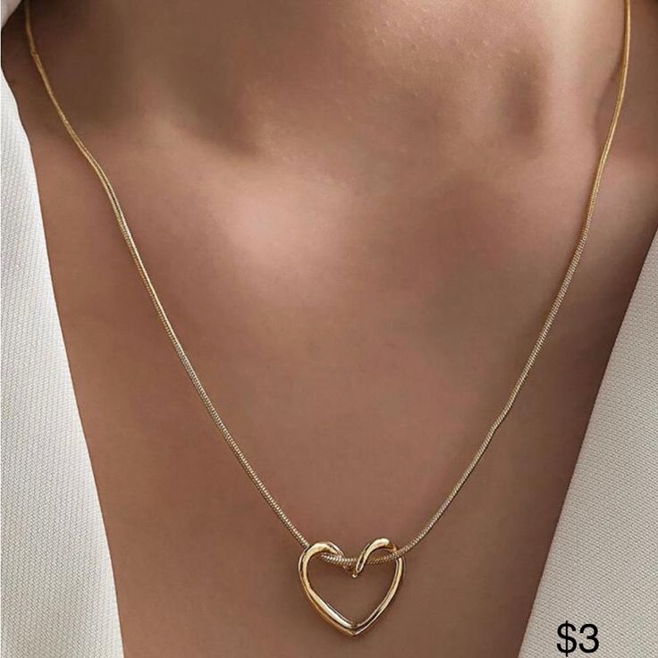 Hollow Heart Pendant Chain - Demifine 18KT Gold Plated