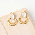 hammered MOP dangling Earring - Demifine 18KT Gold Plated