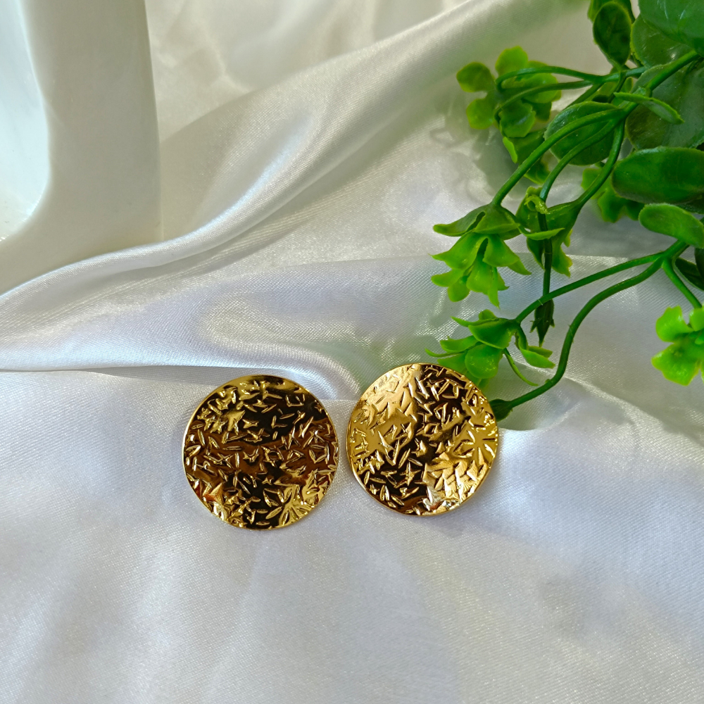 Round Luxe Stud Earring - Demifine 18KT Gold Plated