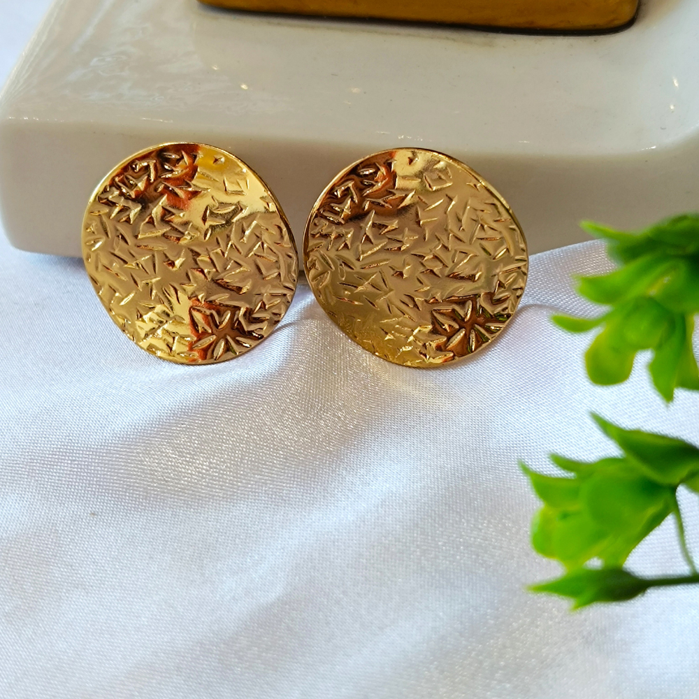 Round Luxe Stud Earring - Demifine 18KT Gold Plated