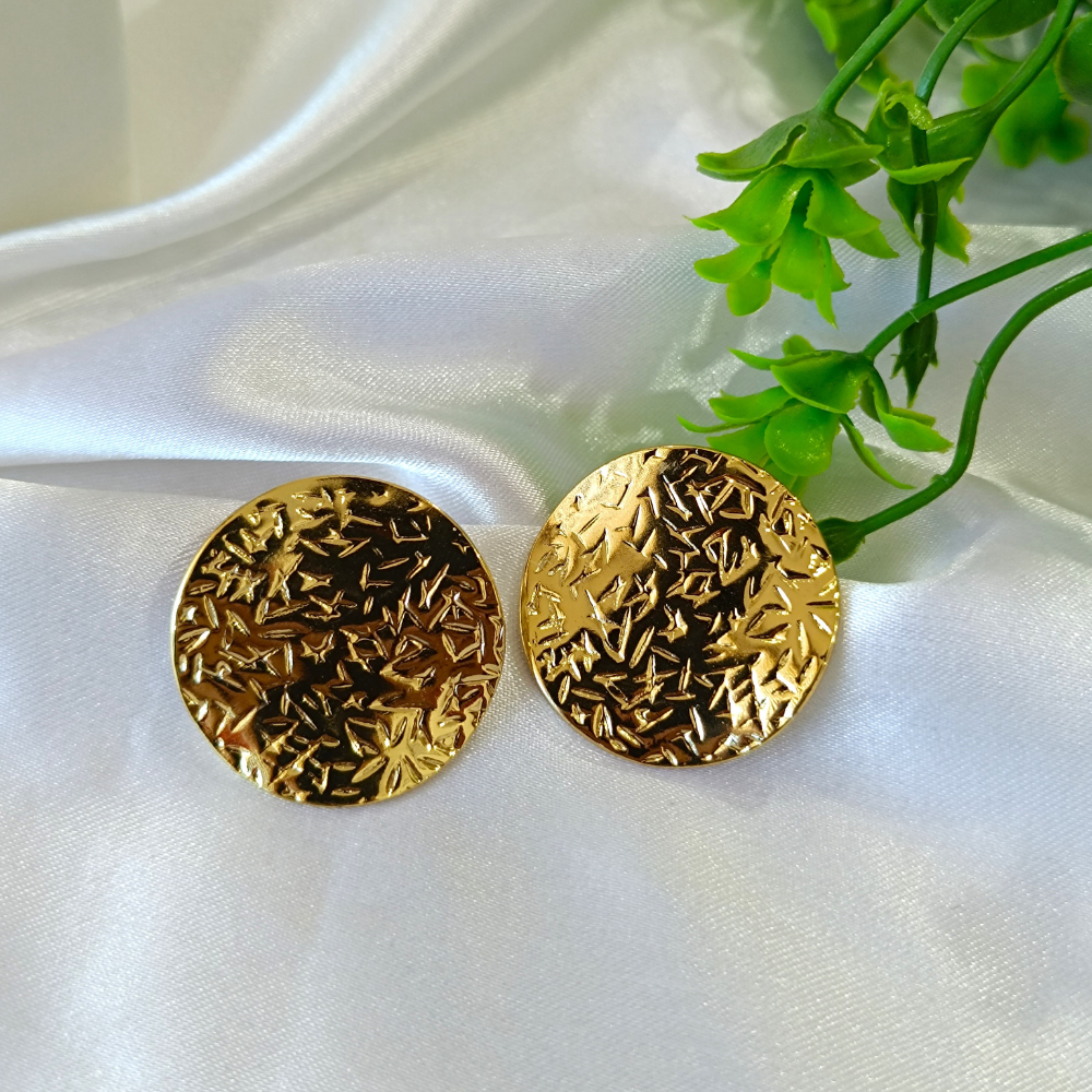 Round Luxe Stud Earring - Demifine 18KT Gold Plated
