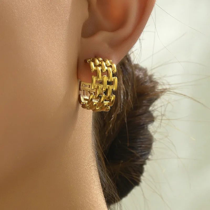 Soleil Link Hoop Earrings - 18KT Gold Plated