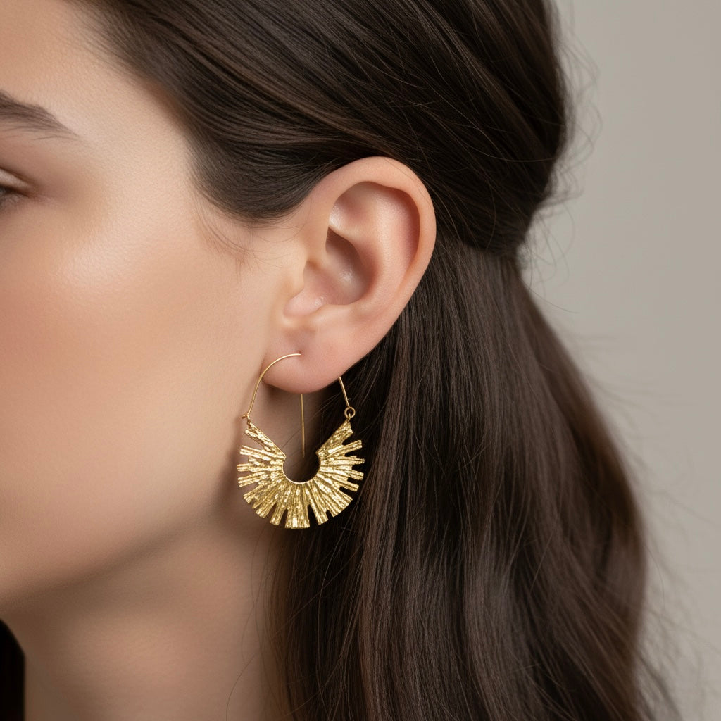Big Chunky Textured Hoop Earrings - Demifine 18KT Gold Plated