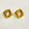 Evana Hammered Square Studio Earrings - Demifine 18KT Gold Plated