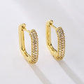 Zirconia Studded Square Hoop Earrings - Demifine 18KT Gold Plated