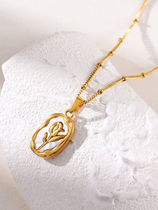 Vintage Rose Pendant - Demifine 18KT Gold Plated