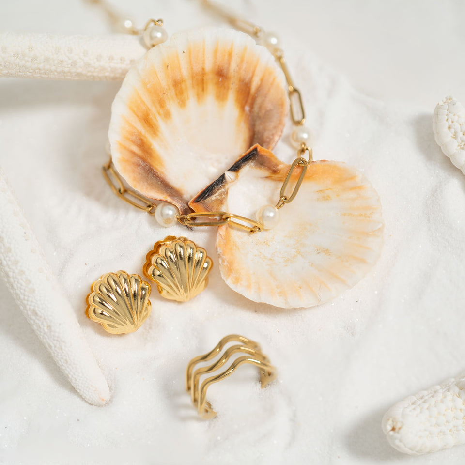 Ocean Baby Stud Earrings -18KT Gold Plated