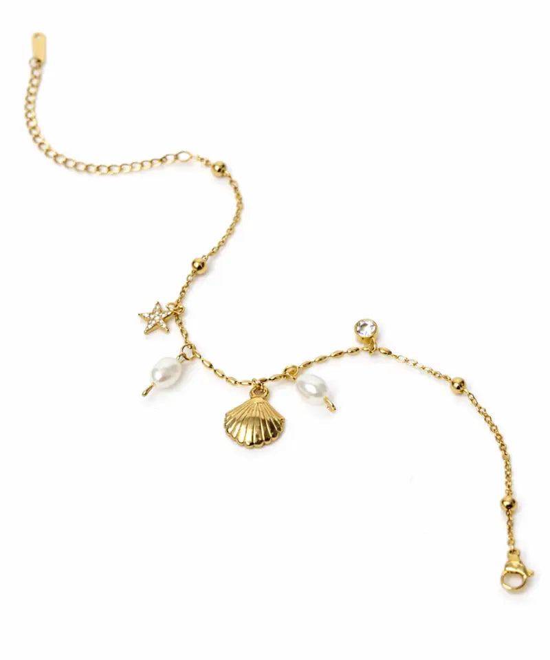 Mother of Pearl Multicharm Bracelet - Demifine 18KT Gold Plated